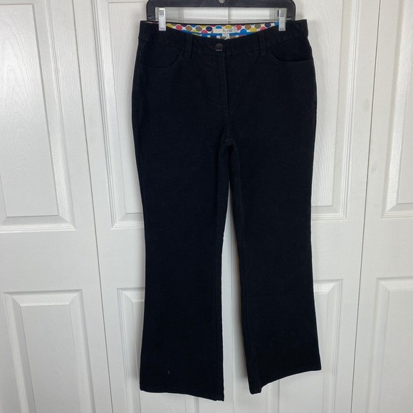 Boden Size 8 Pants Black Velvet Bootcut Mid Rise Flare Leg trousers - Picture 1 of 6